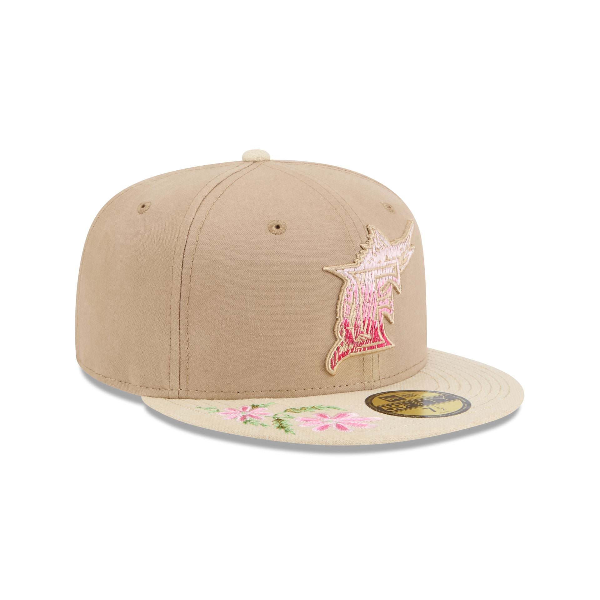 Miami Marlins Hand Stitched Floral 59FIFTY Fitted Hat